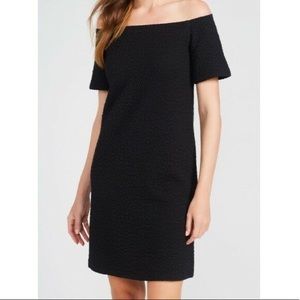 NWT J McLaughlin Jaqcuard Off Shoulder Black Dress
